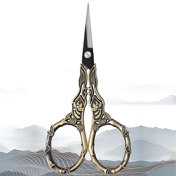 Stainless Steel Scissors, Embroidery Scissors, Sewing Scissors, with Zinc Alloy Handle, Antique Bronze, 113x51mm