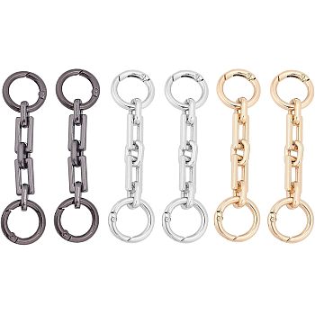 6Pcs 3 Colors Zinc Alloy Bag Extender Cable Chains, with Spring Ring Clasps, Bag Replacement Accessoies, Mixed Color, 9.9x1.05x1cm, 2pcs/color