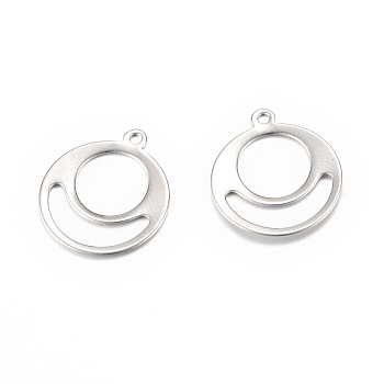 201 Stainless Steel Charms, Flat Round, Stamping Blank Tag, Stainless Steel Color, 18.5x16x0.5mm, Hole: 1.5mm