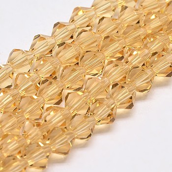 Imitate Austrian Crystal Bicone Glass Beads Strands, Grade AA, Faceted, Sandy Brown, 5x5mm, Hole: 1mm, about 59pcs/strand, 11 inch