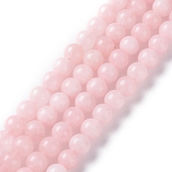 Natural White Jade Imitation Pink Opal Beads Strands, Round, Dyed, 6mm, Hole: 0.8mm, about 61pcs/strand, 14.76 inch(37.5cm)