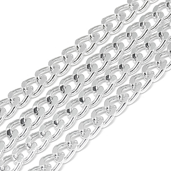 Unwelded Aluminum Curb Chains, Silver, 7x5x1.4mm, about 100m/bag