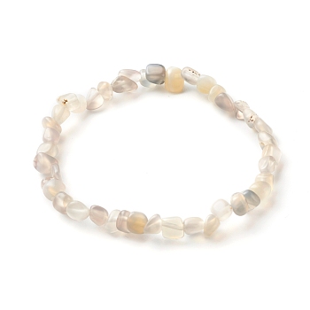 Natural Grey Agate Chip Beads Bracelet for Girl Women, Stone Stretch Bracelet, Inner Diameter: 1-7/8~2-1/4 inch(4.9~5.8cm)