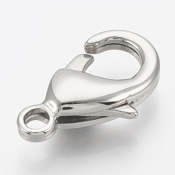 304 Stainless Steel Lobster Claw Clasps, teardrop, Stainless Steel Color, 12x7x3.5mm, Hole: 1.4mm
