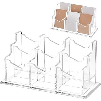 6 Slots 2 Tiers Transparent Acrylic business card Display Stands, Card Organizer Holder for Office, Clear, 21.5x9.3x10.7cm