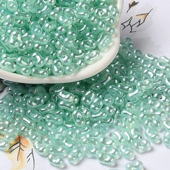 Opaque Acrylic Beads, Beans, Turquoise, 6x3.5x3mm, Hole: 1.2mm, about 10000pcs/500g