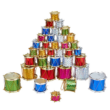 6 Bag Christmas Theme Foam Laser Drum Pendant Decorations, for Christmas Tree Hanging Decorations, Mixed Color, 23.5~43x31~56.5x22.5~41mm