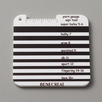 Acrylic Yarn Wrap Per Inch Guide Board, Measuring Tool, Square, White, 63x63x3.5mm
