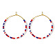 Boucles d'oreilles créoles en perles de couleur drapeau américain pour femmes(LF6736)-1