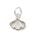 925 Sterling Silver Pendants, Gingko Leaf Charms, with Jump Rings and S925 Stamp, Antique Silver, 10x10x3mm, Hole: 4mm(STER-P057-02S)