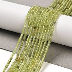 Natural Peridot Beads Strands, Round, Faceted, 2~2.5mm, Hole: 0.7mm, about 240pcs/strand, 15.35''(39cm)(G-B107-A06-01)