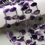 Natural Banded Amethyst Beads Strands, Faceted, Horse Eye, Top Drilled, with Plastic Tube Beads, 16~17x8~8.5x4~5mm, Hole: 1mm, about 24pcs/strand, 15.55''~15.75''(39.5~40cm)(G-P607-A09-01)
