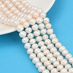 Natural Cultured Freshwater Pearl Beads Strands, Potato, Grade 2A++, White, 8~9mm, Hole: 0.7mm, about 44~45pcs/strand, 13.39''~13.78''(34~35cm)(PEAR-I007-07J-06B)