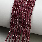 Natural Garnet Beads Strands, Faceted, Rondelle, 2x1mm, Hole: 0.5mm, about 267pcs/strand, 15.47''(39.3cm)(GG-CBAB953-B03-01)