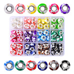 96Pcs 12 Style Resin European Beads, Large Hole Beads, with Platinum Plated Tone Brass Double Cores and Shell, Rondelle, Mixed Color, 13.5x8mm, Hole: 5mm, 8pcs/color(RPDL-YW0001-01)