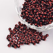 8/0 Opaque Colours Seep Glass Beads, Round Seed Beads, FireBrick, 2.5~3x2~3mm, Hole: 0.8mm, about 1666pcs/50g(X-SEED-M007-15)