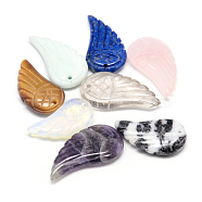 Natural & Synthetic Mixed Stone Pendants, Wing, 25~32x13~16x5~6.5mm, Hole: 1mm(G-Q481-112)