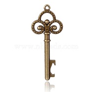 Skeleton key Tibetan Style Alloy Big Pendants, Nickel Free, Antique Bronze, 98x41x8mm, Hole: 3.5mm(TIBEP-F063-01AB-NF)