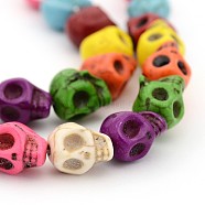 Synthetic Turquoise Beads Strands, Dyed, Skull, for Halloween Jewelry Making, Mixed Color, 10x8x9mm, Hole: 1mm, about 38~42pcs/strand, about 15 inch(TURQ-H037-2)
