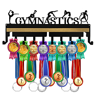 Iron Medal Holder, with Wood Board, Medal Holder Frame, Gymnastics, Sports, Medal Holder: 367x132x1.5mm,Wood Board: 348x80mm(AJEW-WH0508-006)