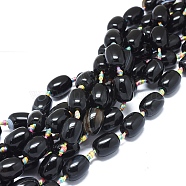 Natural Banded Agate/Striped Agate Beads Strands, Dyed & Heated, Column, Black, 17~18x13~15mm, Hole: 1.8mm, about 17pcs/strand, 16.73 inch(42.5cm)(G-L544-063B-01)