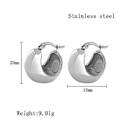 Stainless Steel Hoop Earrings for Women, Stainless Steel Color, Thick Hoop Earrings, Oval, 20x19mm(QX9021-12)