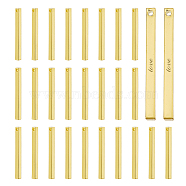 30Pcs Brass Pendants, Rectangle Bar Charm, Golden, 30.5x2.5x2.5mm, Hole: 1.4mm(KK-DC0004-01)