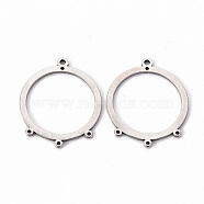 201 Stainless Steel Chandelier Components Links, Round Ring, Laser Cut, Stainless Steel Color, 30x25x1mm, Hole: 1.6mm and 1mm(X-STAS-T052-28B-P)