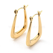 304 Stainless Steel Trapezoid Hoop Earrings, Real 18K Gold Plated, 30x22mm(EJEW-R154-02G)