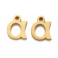 Ion Plating(IP) 304 Stainless Steel Pendants, Matte Style, Greek Alphabet, Golden, Letter.A, 10x8x1.5mm, Hole: 1.5mm(STAS-A045-04G)