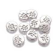 Brass Pendants, Flat Round, Platinum Color, about 12mm in diameter, 1.5mm thick, hole: 1mm(X-KK-C1251-P)