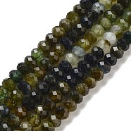 Natural Green Tourmaline Beads Strands, Faceted, Grade A,  Rondelle, 5~5.5x4mm, Hole: 1mm, about 94pcs/strand, 15.35''(39cm)(G-B088-D08-02)