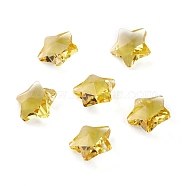 Transparent Glass Pendants, Faceted, Star Charms, Gold, 13x13.5x7mm, Hole: 1mm(X-GLAA-P037-04-12)