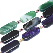 Natural Banded Agate/Striped Agate Beads Strands, Dyed & Heated, Oval, Mixed Color, 36~39x15~18x6~7mm, Hole: 1.8mm, about 8pcs/Strand, 14.96 inch(38cm)(G-L544-022)