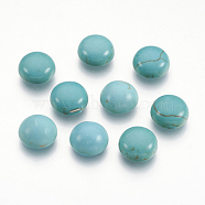 Synthetic Turquoise Flat Back Dome Cabochons, Craft Findings, Dyed, Half Round, Dark Cyan, 10x4mm(X-TURQ-S266-10mm-01)