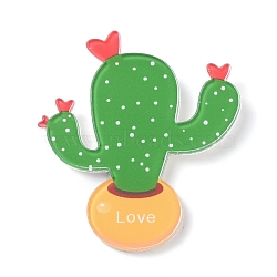 Fridge Magnets Acrylic Decorations, Cactus with Word Love, Green, 50x45x4mm(AJEW-I042-20)