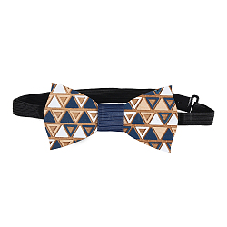 Adjustable Wood Bow Ties, with Polyester Band, Midnight Blue, 340~460x10mm(AJEW-WH0348-36)