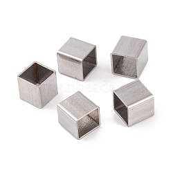 Non-Tarnish 304 Stainless Steel European Beads, Large Hole Beads, Cube, Stainless Steel Color, 8x8x8mm, Hole: 6x6mm(FIND-Q103-05A-P)