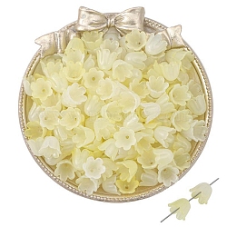 100Pcs Acrylic Bead Caps, Flower, Light Khaki, 10x8mm, Hole: 1.5mm(PW-WGF2E45-02)