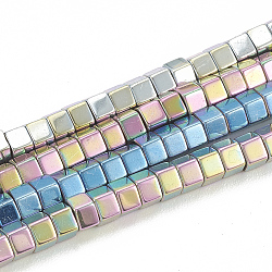 Electroplate Non-magnetic Synthetic Hematite Beads Strands, Hexagon, Mixed Color, 3x2mm, Hole: 0.8mm, about 185pcs/strand, 16.14 inch(G-N0318-03)