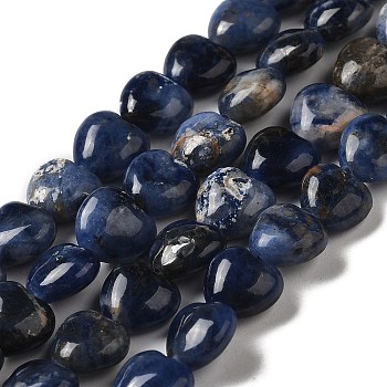 Natural Sodalite Beads Strands, Heart, 10x10.5~11x5mm, Hole: 1.2mm, about 40pcs/strand, 15.35''(39cm)