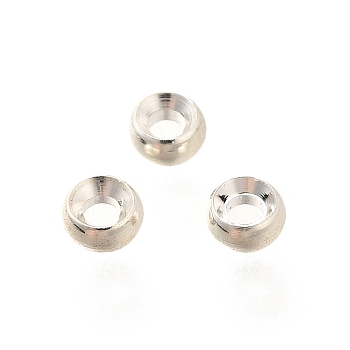 Brass Beads, Long-Lasting Plated, Cadmium Free & Lead Free, Flat Round, Platinum, 3x1.5mm, Hole: 1.3mm