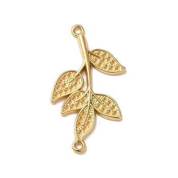 304 Stainless Steel Connector Rhinestone Settings, Leaf, Real 18K Gold Plated, Fit for 0.9mm Rhinestone, 29x15.5x2mm, Hole: 1.2mm