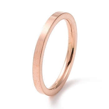201 Stainless Steel Plain Band Ring for Women, Rose Gold, 2mm, Inner Diameter: 17mm