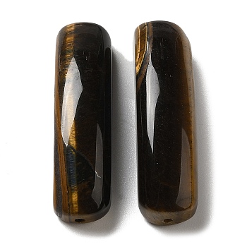 Natural Tiger Eye Connector Charms, Curved Rectangle Links, 36.5~37x10~10.5x7~8mm, Hole: 1.5mm & 2.4mm