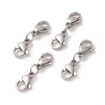 304 Stainless Steel Double Lobster Claw Clasps, Stainless Steel Color, 22mm