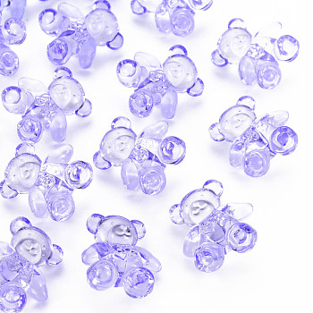 Transparent Acrylic Beads, Bear, Lilac, 26.5x24.5x15mm, Hole: 3mm, about 135pcs/500g