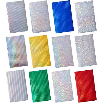 Waterproof Holographic Adhesive Craft Vinyl Sheets, Works with Cameo and Cutters, for Craft Decoration, Mixed Color, 20x10x0.01~0.02cm, 24sheets/set