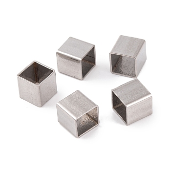 Non-Tarnish 304 Stainless Steel European Beads, Large Hole Beads, Cube, Stainless Steel Color, 8x8x8mm, Hole: 6x6mm