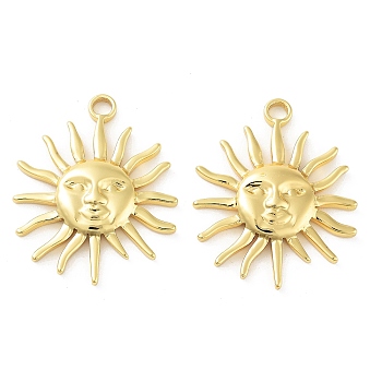 304 Stainless Steel Pendants, Real 18K Gold Plated, Sun, 30x24.5x3mm, Hole: 2.5mm